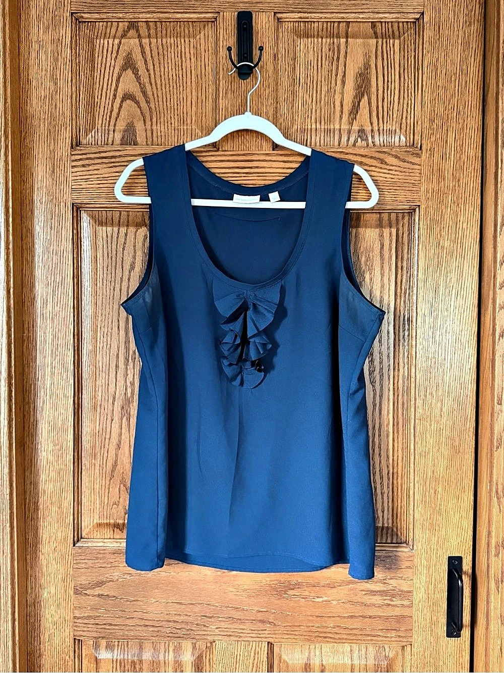 New York & Company Ruffle Front Tank Top/Cami in Teal Blue Size Small Like New